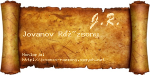 Jovanov Rázsony névjegykártya